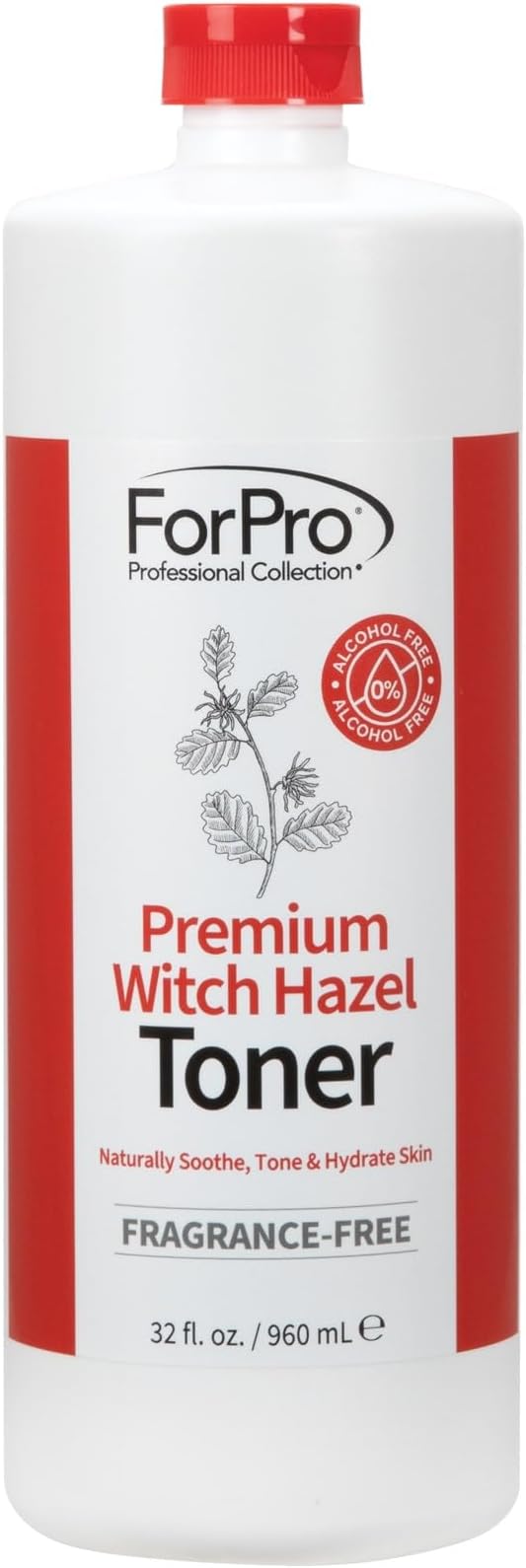 ForPro Witch Hazel Facial Toner, 32 Fl Oz – with Aloe Vera & Glycerin, Alcohol-Free Face Toner for Sensitive Skin, Pore Minimizing, Hydrating & Fragrance-Free, Vegan