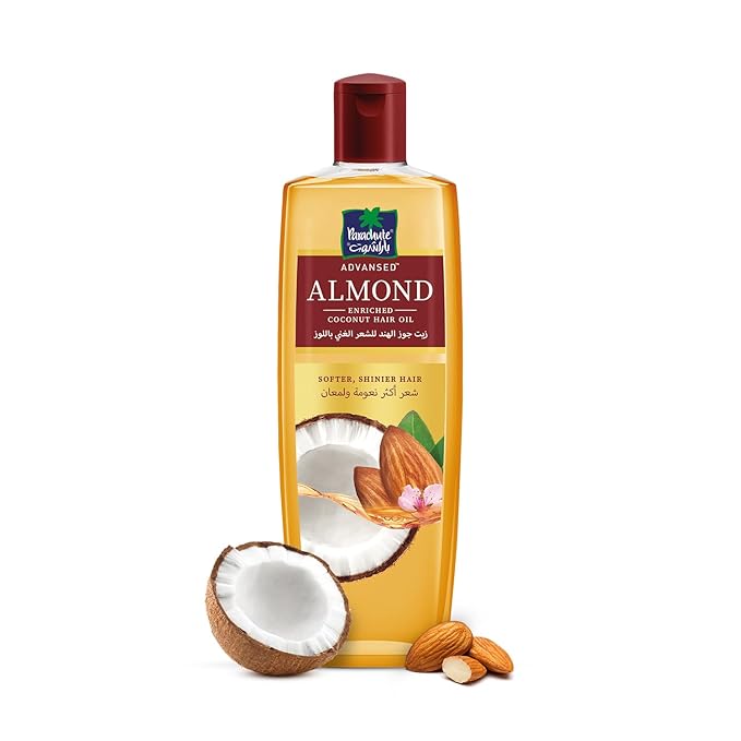 Parachute Advansed Almond Hair Oil with Coconut|For Soft & Silky Hair| Boosts Shine & Softness| No Parabens & Silicones| All Hair Types| 6.7 fl.oz