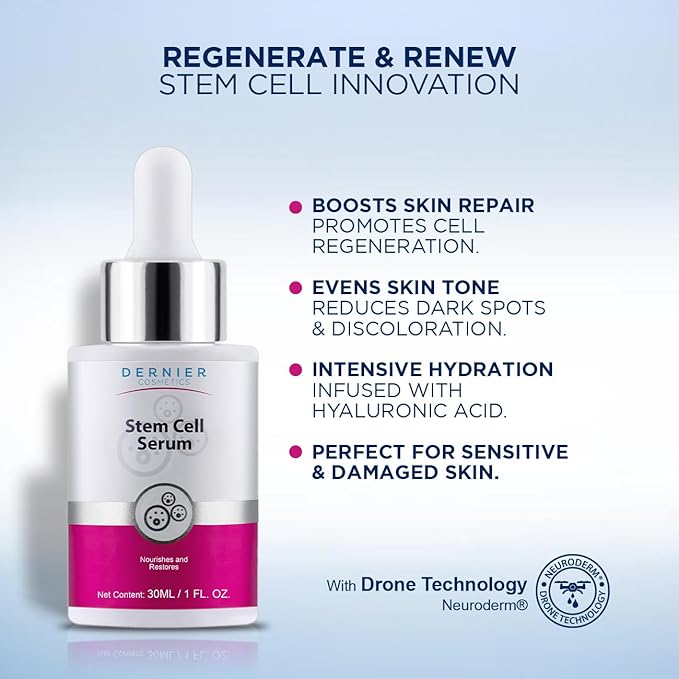 Dernier Stem Cell Face Serum, 3% Stem Cells, Hyaluronic Acid Firming