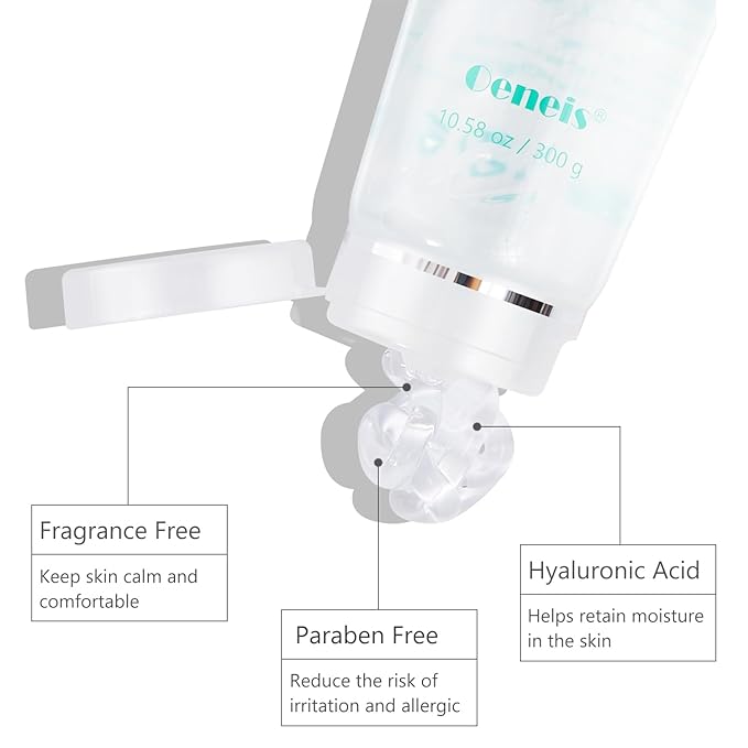 Oeneis Hydrating Microcurrent Conductive Gel, Fragrance-Free, Paraben-Free, Gel Primer with Hyaluronic Acid, Non-irritating, Moisturizing Gel for RF, 300g Tube, Clear