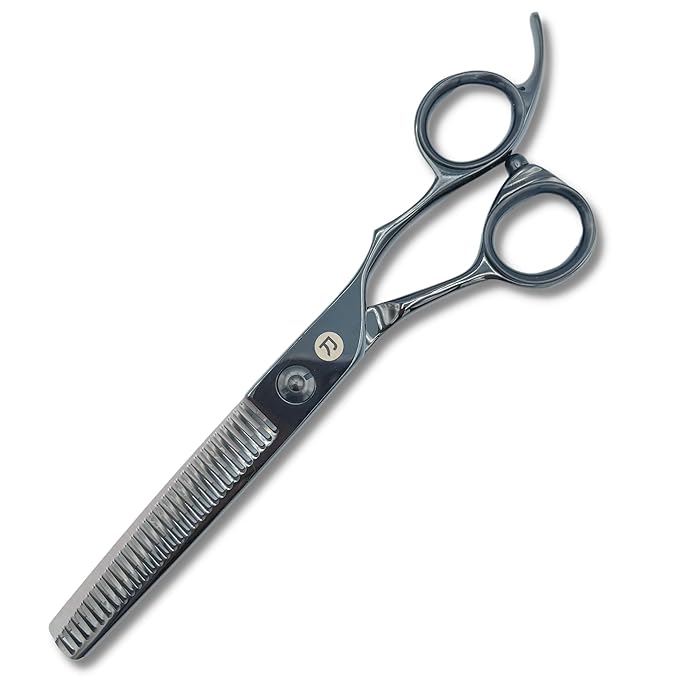 Saki Shears 7 Inch Katana Hair Cutting Scissors for Professionals - 440C Steel With Black Titanium Finish (7" Hair Cutting Shears) (Right Hand, 6" Thinning)