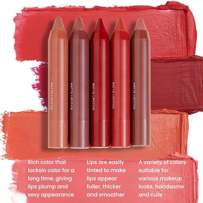 BINGBRUSH Crayon Matte Longwear Lipstick Pack Set,Moisture Smooth Color Stick Ultimate Lip Crayon for Makeup Collection - Waterproof Velvet Lipgloss (06#, 1 Count (Pack of 1))