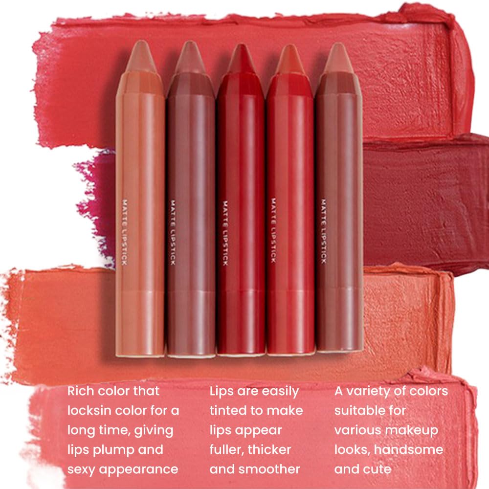 BINGBRUSH Crayon Matte Longwear Lipstick Pack Set,Moisture Smooth Color Stick Ultimate Lip Crayon for Makeup Collection - Waterproof Velvet Lipgloss (08#, 1 Count (Pack of 1))