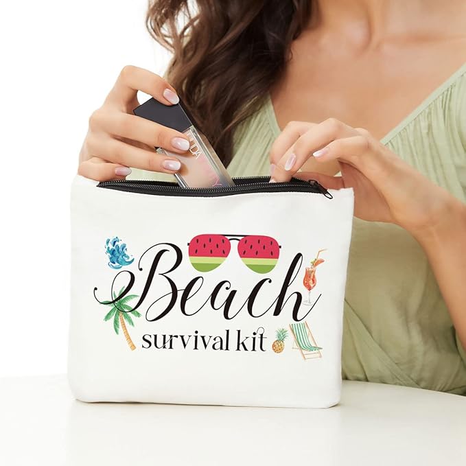 Beach Makeup Bag, Beach Gifts for Women, Summer Survival Kit Cosmetic Bags