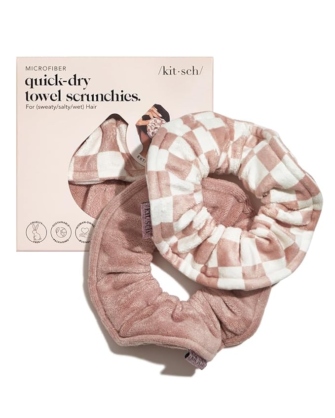 Kitsch Microfiber Quick-Dry Hair Towel Scrunchie - Terracotta, 2 pcs