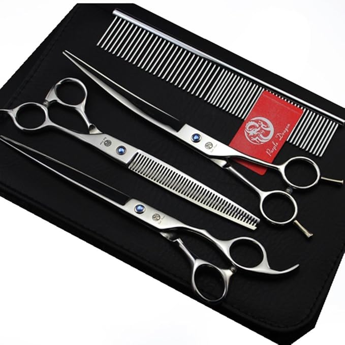 Purple Dragon 8 inch 3 in 1 Professional Pet Grooming Thinning(Silver)