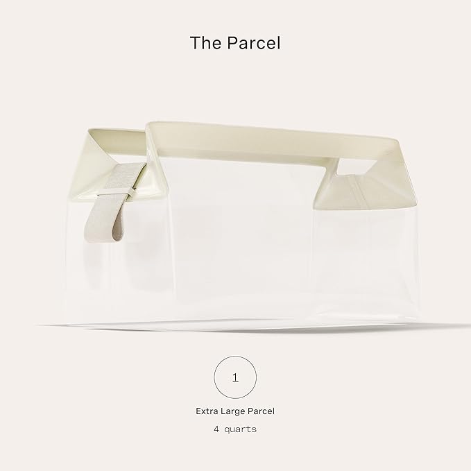 Cadence Parcel - Clear Travel Kit with Zipperless Magnetic Closure - Pebble, Extra Large - Durable, Leak-Resistant and TSA Approved Toiletry Bag - Modular Organization - Recycled TPU (4 Qt)