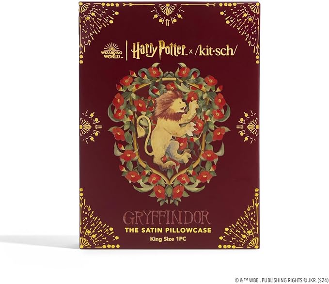 Kitsch & Harry Potter Satin Pillowcase W/Zipper - Size 19x36, Gryffindor