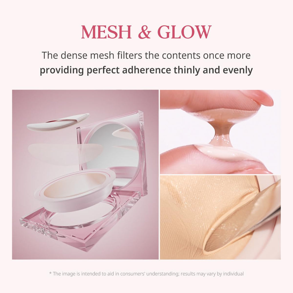 CLIO Kill Cover Mesh Glow Cushion Foundation ([Refill Included] 15g*2, 21N LINEN), Glass Skin, Long-Lasting, Lightweight, Buildable Coverage, Glowy Skin Makeup