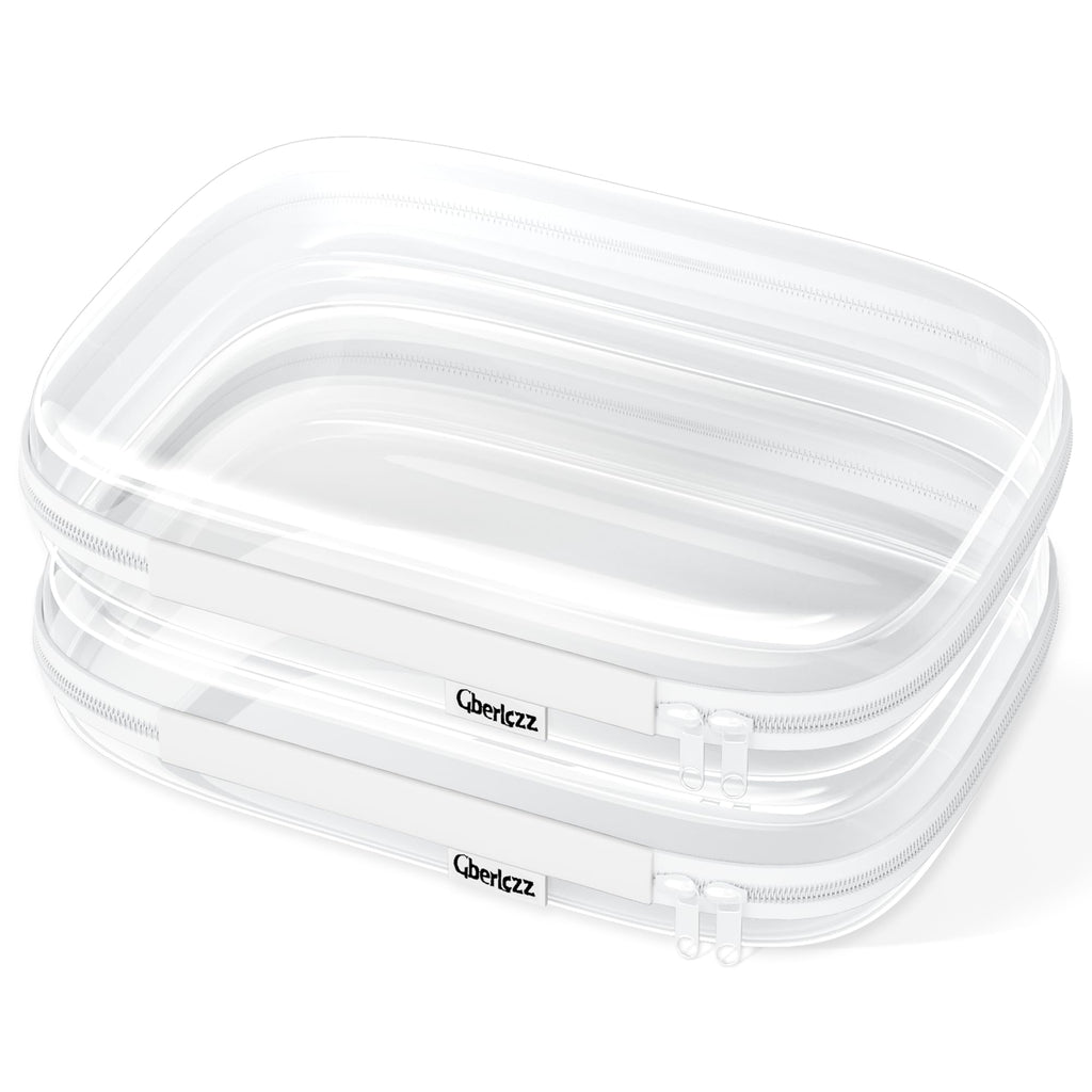 Gberlczz Clear Hard Zipper Case for Storage, Durable Clear Zipper Pouches, Hard Plastic Zippered Pouch for Snacks Toy Travel Organizer