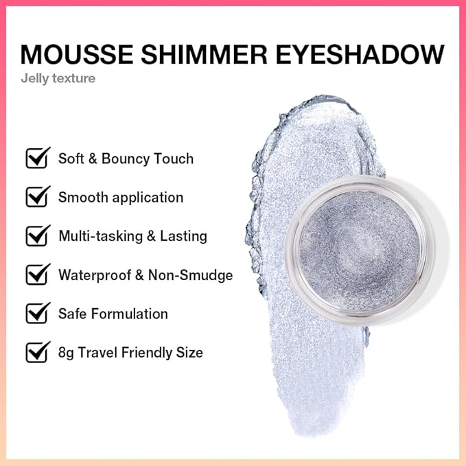 FeiCuiYun Cream Glitter Grey Blue Shimmer Metallic Eyeshadow Palette Makeup, Natural Single Mini Instant Holographic Eyeshadow For Women, Sombras Crema Para Ojos, Talc, Paraben & Cruelty Free