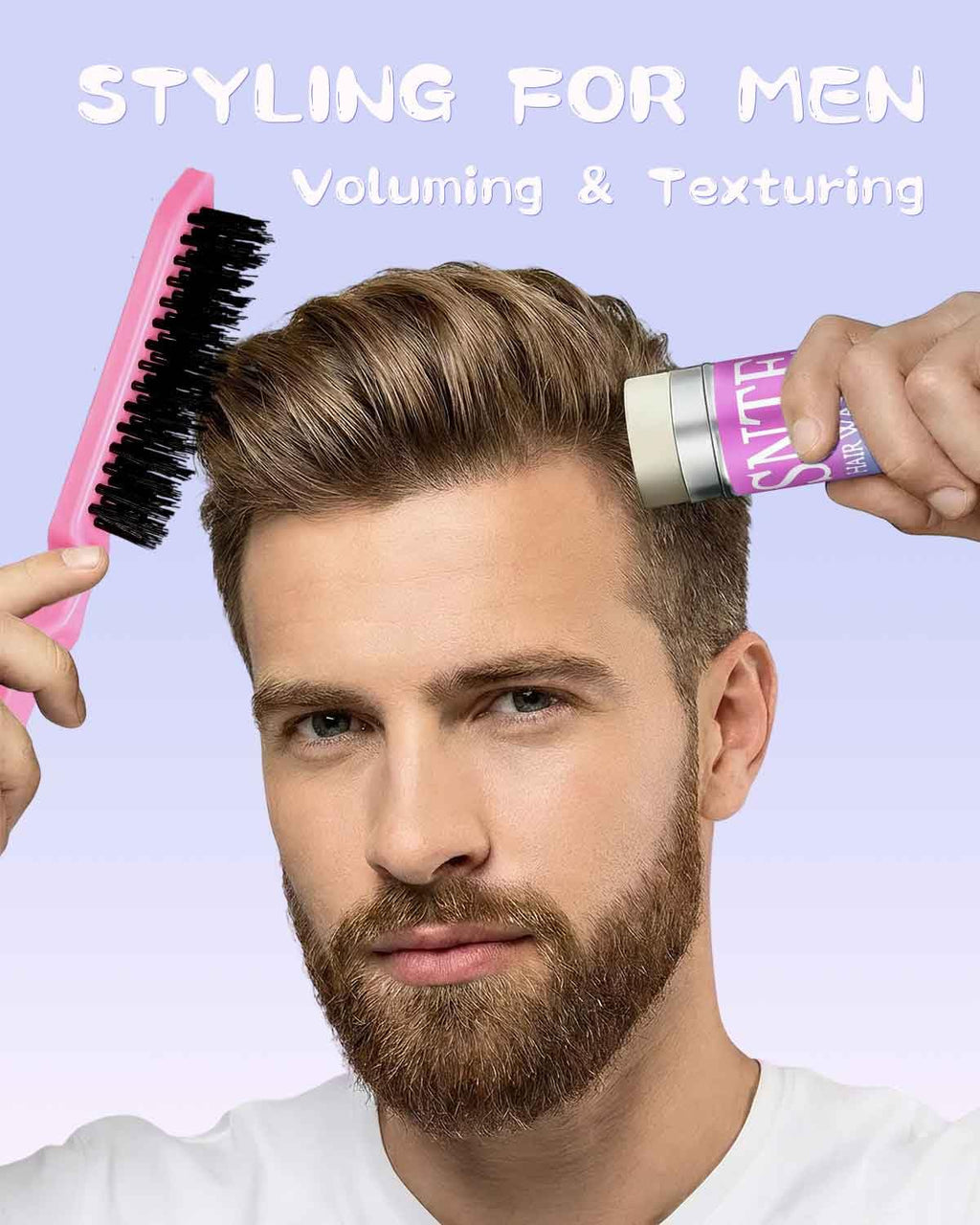 Hair Wax Stick, Slick Back Hair Brush - Tame Frizz, Flyaways Control