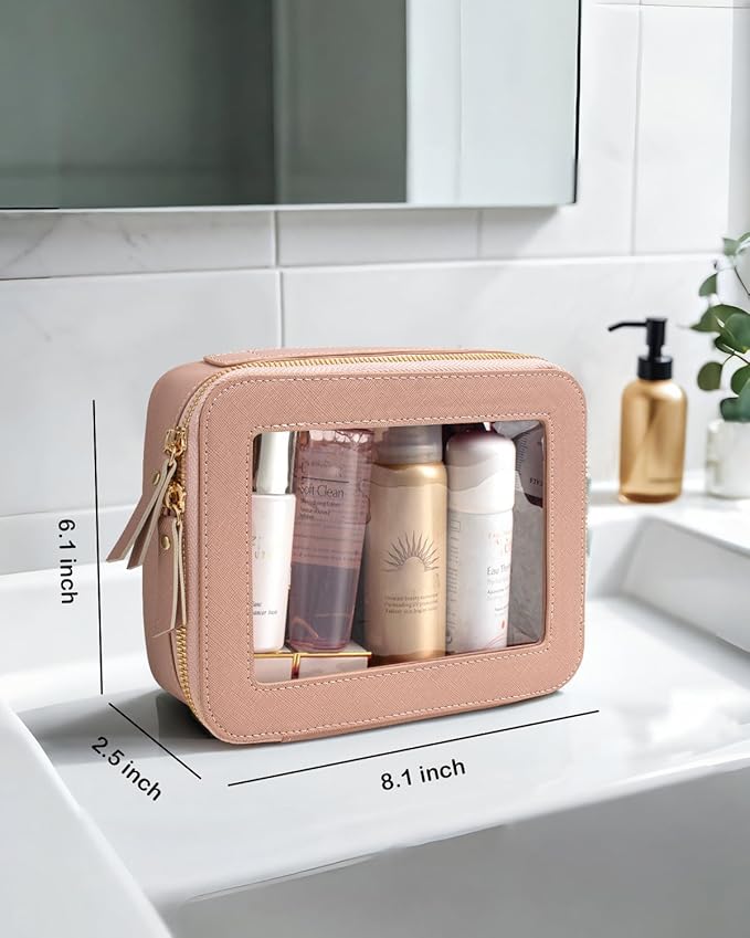 FFpaw Clear American Mahjong Tile Bag, Makeup Bag Travel Cosmetic Organizer Case Waterproof Skincare Toiletry Bag with Zipper Portable Make Up Pouch Compact Car Organizer Bag for Essentials