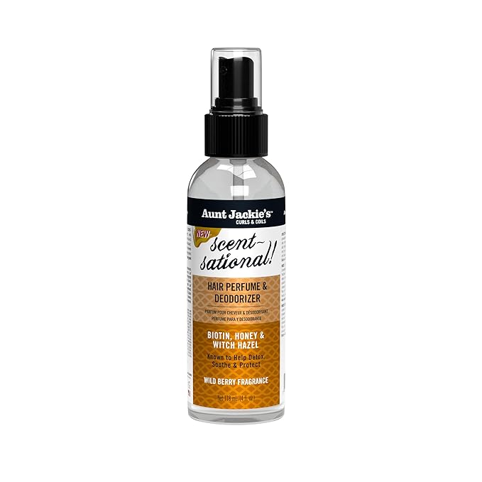 Aunt Jackie’s Braid + Twist Collection Scent-Sational Hair Perfume & Deodorizer – Neutralize Odors and Refresh Hair with Witch Hazel, Biotin, and Honey – 4 fl oz