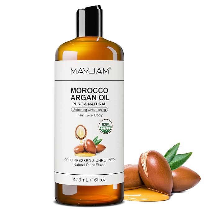 MAYJAM Moroccan Argan Oil 16 Oz, Moisturizing Body Skin Face Hair Scalp