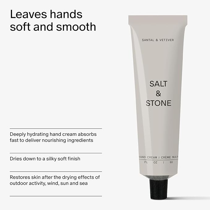 Salt & Stone Hand Cream, Hand Lotion, Women & Men, Santal & Vetiver 2 fl oz