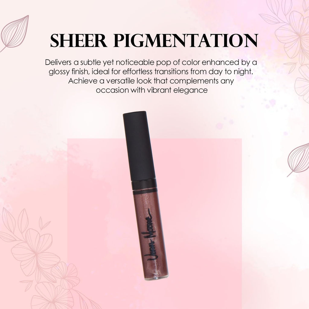 VERA MOORE COSMETICS AND SKIN CARE Lip Gloss, Moisturizing Lip Color with Shimmer for Long Lasting Shine, Lightweight Lip Stain, Girls Non-Sticky Lip Gloss with Aloe Vera, W/Vitamin C, E (Chocolate)