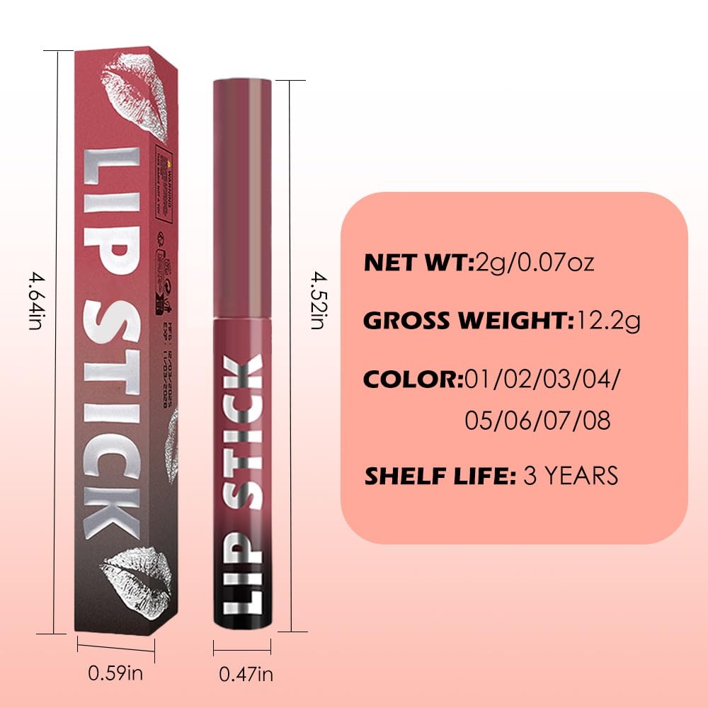 IATMOMOD Purple Matte Lipstick for Women, Long Lasting Waterproof Transfer-Proof Vegan Lip Bar, 24H Moisturizing Smudge-Proof All-Day Lip Color for Daily & Party M03#