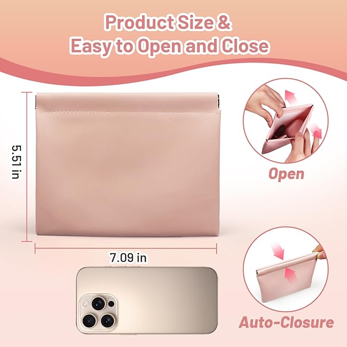 Muswelf 7.1"×5.5" Magnetic Large Purse Pouches, Small Makeup Bag for Purse