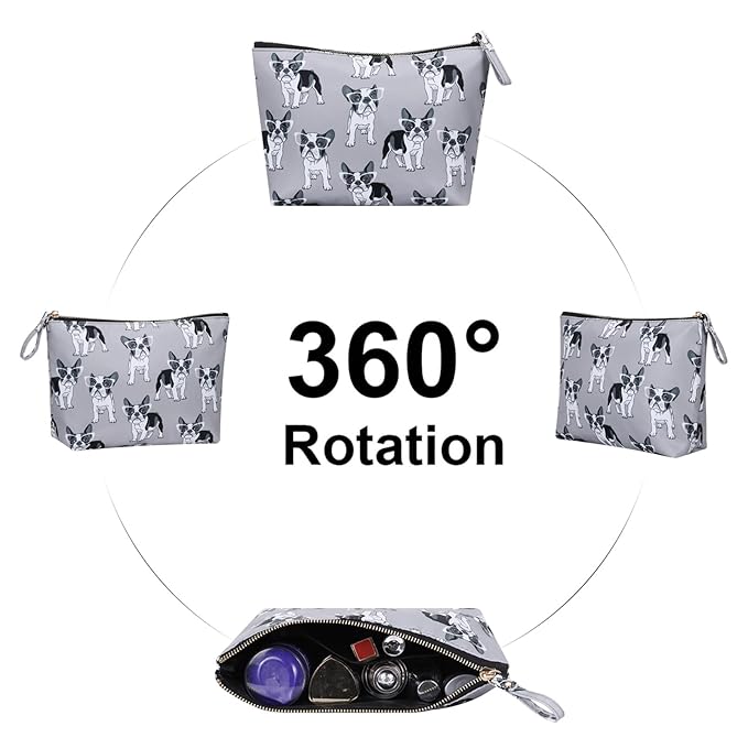 HAWEE Travel Makeup Bags Waterproof Toiletry Cosmetic Case Small Pouch Gift for Women, Dog