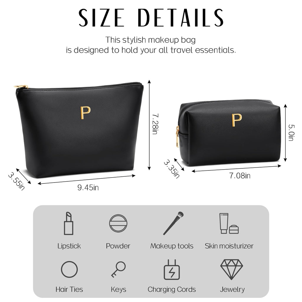 CLOUDWINGS Gifts for Women Girls Personalized Initial Travel Makeup Bag