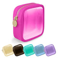 UIXIZQ Clear Mini Makeup Bag, Small Nylon&PVC Cosmetic Travel Bag TSA Approved Toiletry Bag with Zipper, Preppy Transparent Coin Purse for Women Men Girls(Mini-Hot Pink)