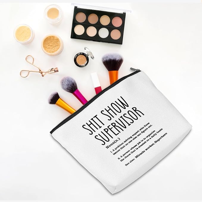 CQM Supervisor Gifts for Women Sarcastic Makeup Bag Thank You Gifts Cosmetic Bag Funny Zipper Pouch Boss Farewell Appreciation Gifts for Coworkers Mentor Manager Leader Christmas Birthday Gifts