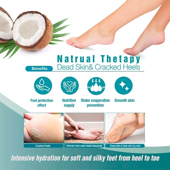 Epielle Intensive Repairing Foot Mask 6 Pairs, Soften with Coconut Oil & Milk Extract, Deep Moisturizing Socks for Dry, Cracked Feet, Self Care Gifts for Women, Spa Kit