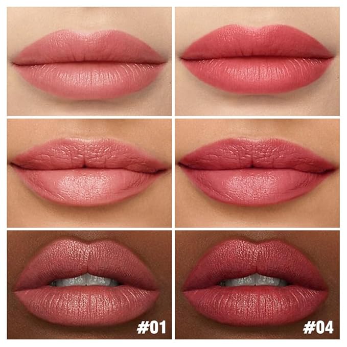 QIDSTERS 2Pcs Matte Lipstick Crayon Set for Women, Rose Pink Ruby Red 24 Hour Lipstick Lip Liner Pencil, Neutral Lip Stick Lipliner Long Lasting Waterproof Smudge Proof, Vegan & Cruelty-Free, 01+04