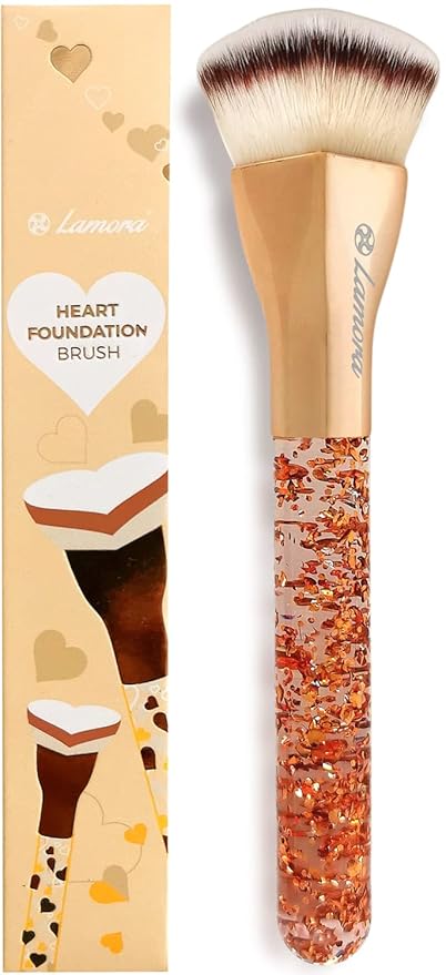 Lamora Heart Foundation Brush - Blending Liquid Cream Mineral Face Brush