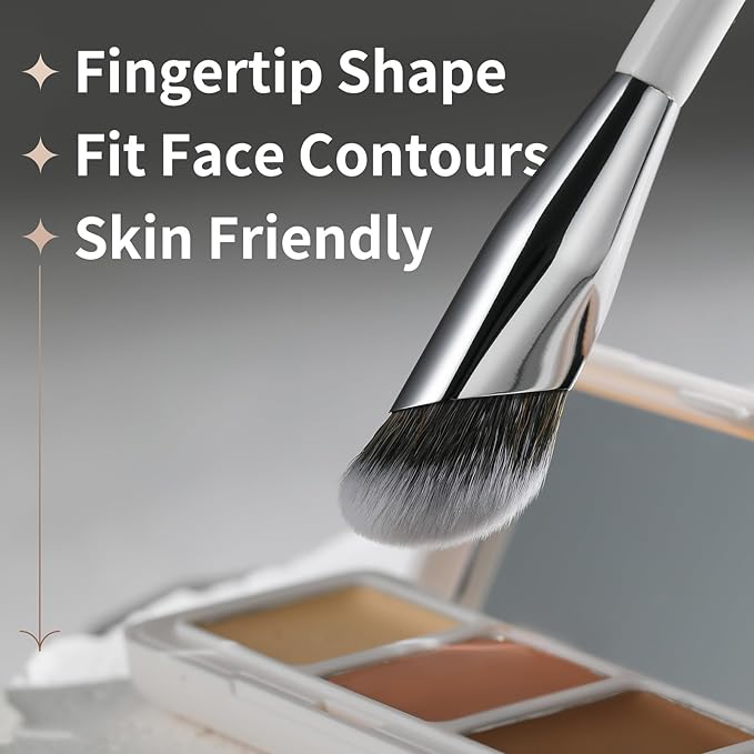 Albeaut Concealer Makeup Brushes 2 PCS Angled Brushes for Liquid, Cream, Stick Concealer Foundation Nose Contour Eyeshadow Blending(193-2pcs)