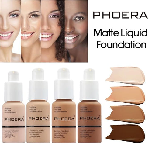 2 Pack Meifen Foundation 103# Warm Peach and 104# Buff Beige,Full Coverage Flawless Soft Matte 24 HR Oil Control Waterproof Concealer Liquid Foundation Makeup.