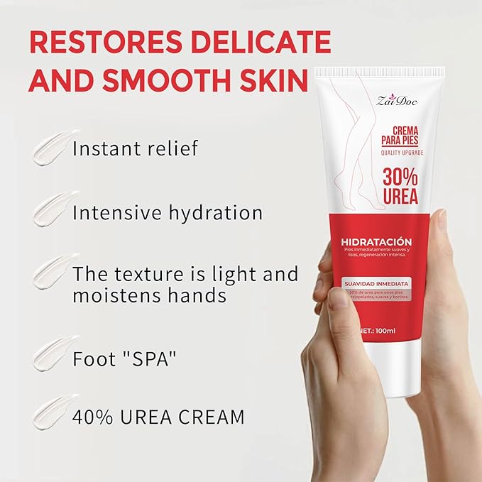 2 Pack Urea Cream 30 Percent for Feet 3.38 oz, Foot Cream and Hand Cream Maximum Strength with Hyaluronic Acid, Aloe Vera for Deep Moisturizes, Callus Remover