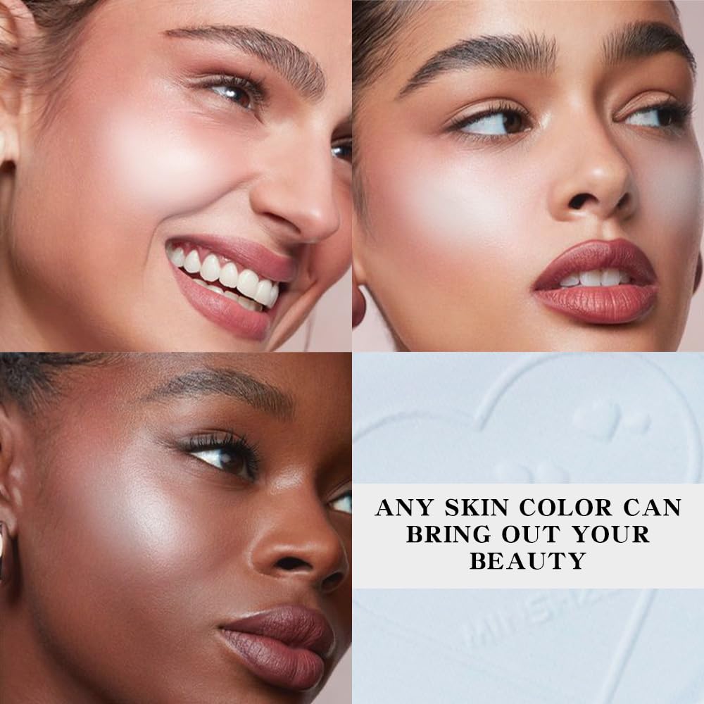 HHLTOH Matte Blush Powder for Cheeks, Cruelty Free Makeup – Long Lasting Natural Face Blusher Makeup, Lightweight Blendable Cheek Color Palette for Women All Skin Tones - #03 Pastel Blue