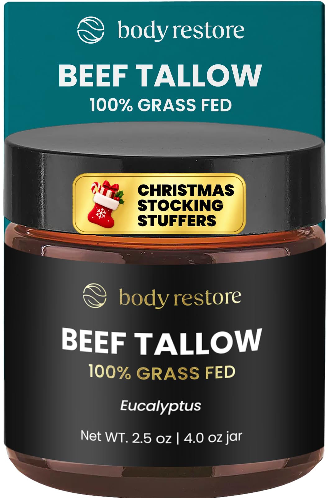 Body Restore Beef Tallow Cream Manuka Honey - Relief Eucalyptus Mint 2.5 oz
