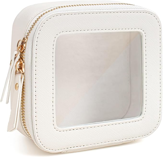 FFpaw Small Clear Makeup Bag, Mini Makeup Pouch TSA Approved Toiletry Bag for Women Travel Makeup Bag Cute Clear Cosmetic Bag Waterproof Make Up Bag Organizer for Car Essentials