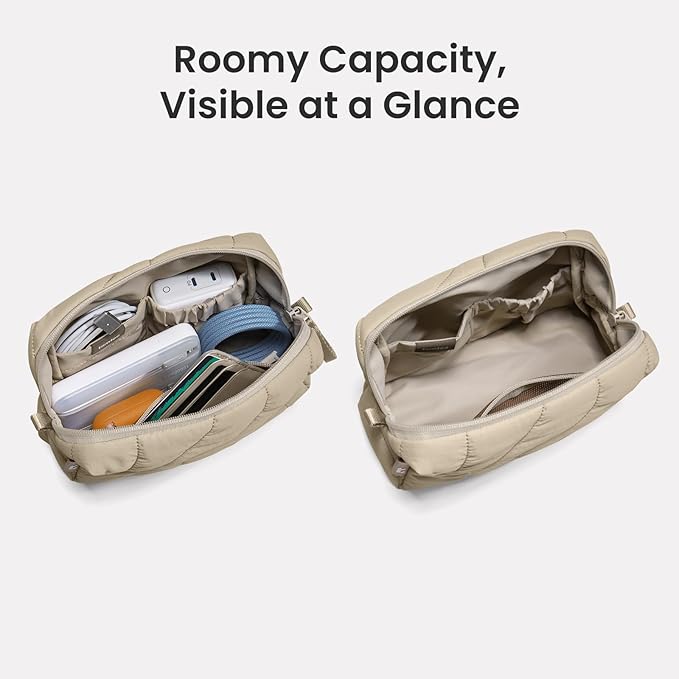 tomtoc Electronics Organizer Travel Case, Soft Puffy Accessory Tech Case