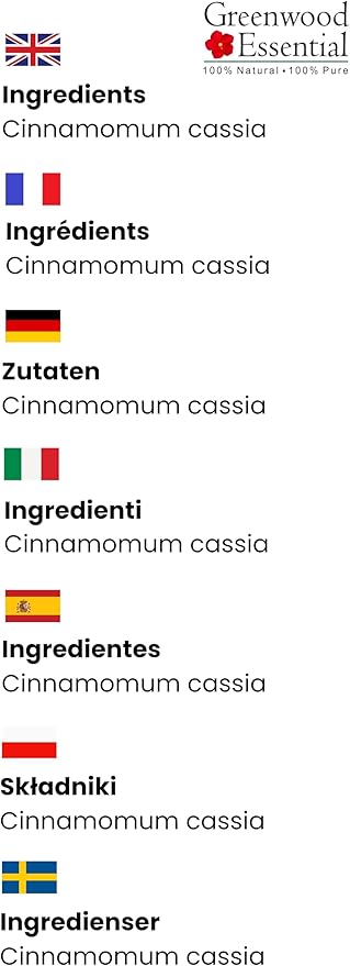 Greenwood Essential Pure Cassia Essential Oil (Cinnamomum Cassia) with Glass Dropper Steam Distilled (Pack of Three) 100ml X 3 (10.1oz)