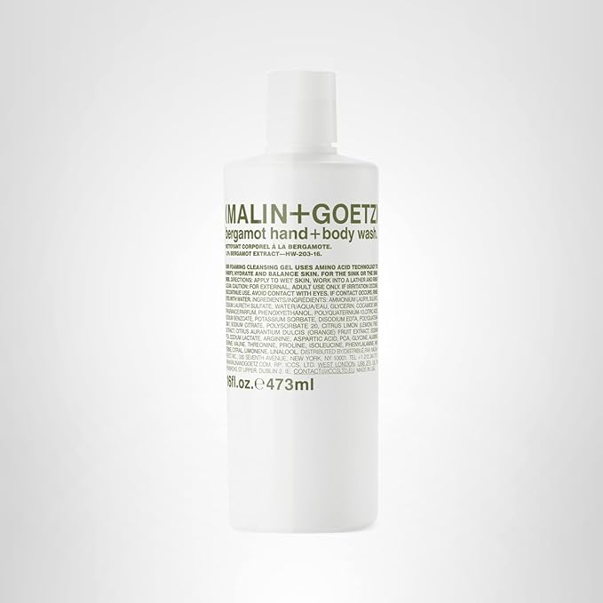 MALIN+GOETZ Hand + Body Wash Foaming Gel Cleanser, Bergamot 16 fl oz