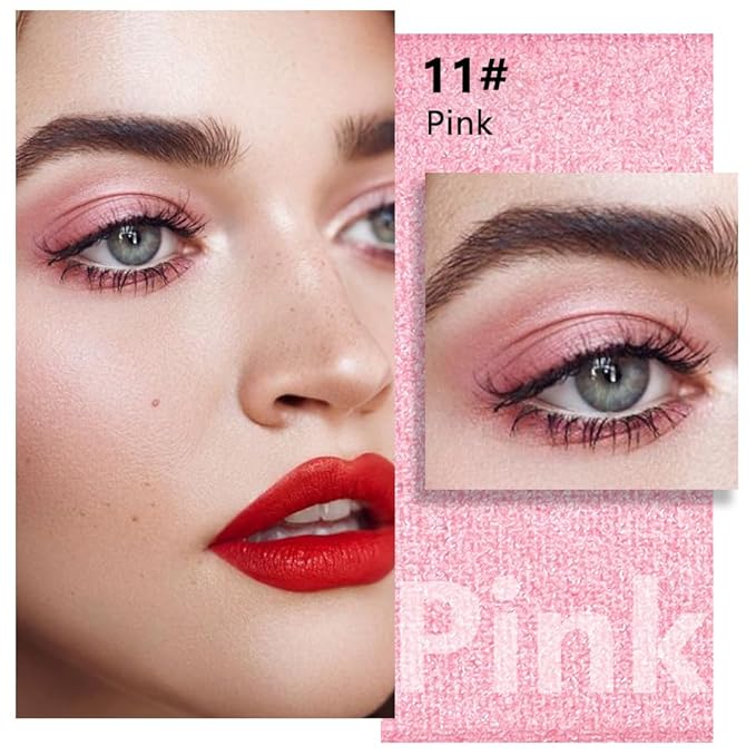FeiCuiYun Shimmer Singe Eye Shadow Palette Makeup, Pink Sparkle Shimmer Monochrome Eyeshadow For Older Women, Mini Pressed Pigmented Waterproof Sombras Para Ojos, Vegan, Talc, Paraben & Cruelty Free