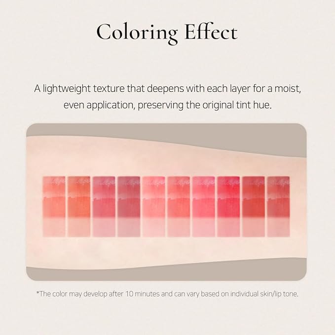 DINTO Blur-Glowy Lip Tint - Glossy Finish, Hydrating, Long Lasting, Lightweight Texture, Non-Sticky, Vegan & Cruelty-Free, K beauty (215 Munia, 0.11 fl.oz) (30 colors)