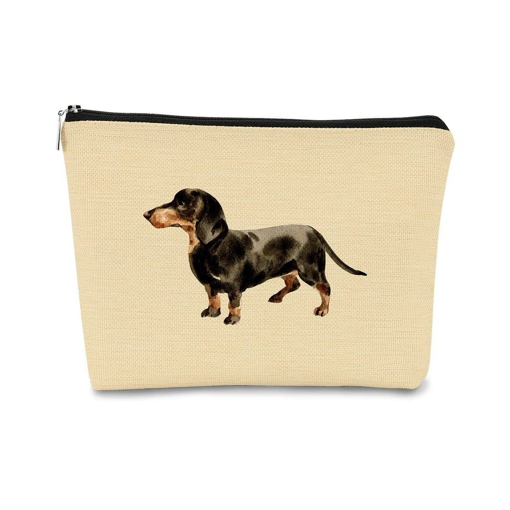 Funny Dachshund Weiner Dog Makeup Bag - Cosmetic Bag Gift Idea for Dog Lovers, Teen Girls, Women; Perfect for Dachshund Moms, Daughters, Sisters