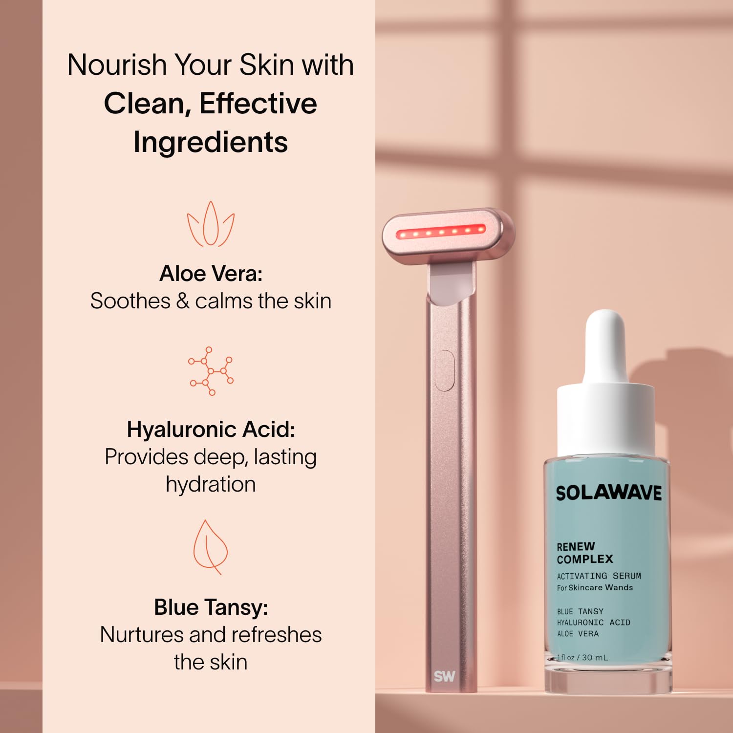 Solawave 4-in-1 Radiant Renewal Red Light Therapy Wand & Renew Complex Activation Serum | Beauty Device for Face & Neck | Serum Boosts Anti-Aging Effects, Reduces Wrinkles, Dark Circles & Puffiness