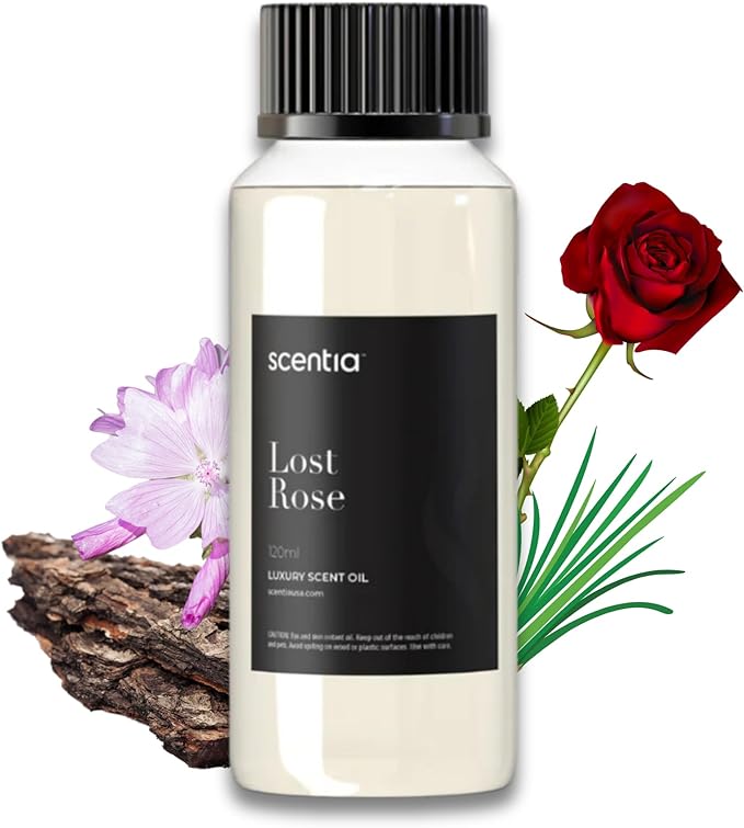 Scentia Lost Rose Diffuser Oil Refill – Hotel Fragrance Oil Inspired by Fairmont – 120 mL – Rose, Oud Wood & Clove Long-Lasting Scent for Ultrasonic & Waterless Diffusers, Made in USA