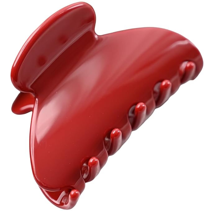 Prettyou Handmade Celluloid Acetate French Design Barrettes Tortoise Shell Claws Hair Claw Luxury Fashion Accessories Hair Clip for Women (burgundyred)