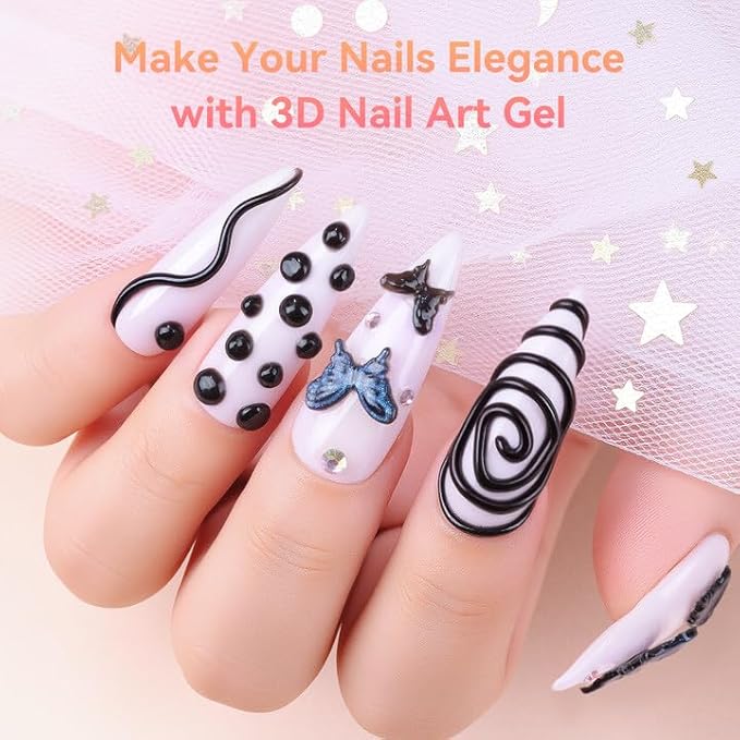 Makartt 3D Nail Gel, 15g Black Sculpting Gel Glue for Molding and Drawing