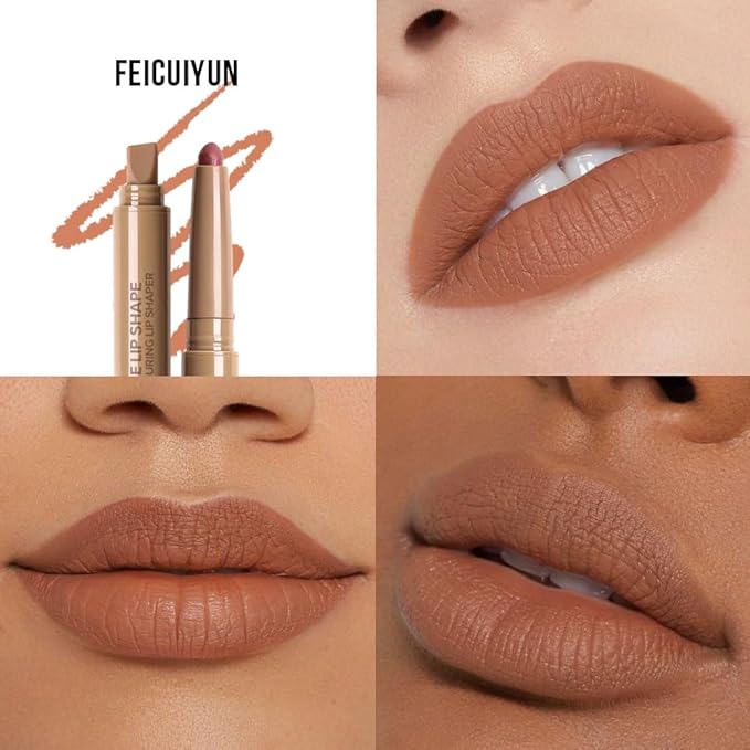 FeiCuiYun Matte Crayon Lip Liner Pencil, Nude Lip Liners Lipstick For Women, Plump Creamy Formula With Silicone Smudger for Define Contours & Sculpting Lip, Cruelty-Free, 0.75g/0.026oz