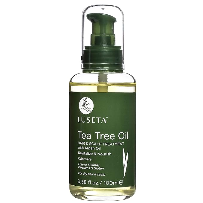 LUSETA Tea Tree Hair Oil Serum for Oily Damaged Hair, 3.38 oz