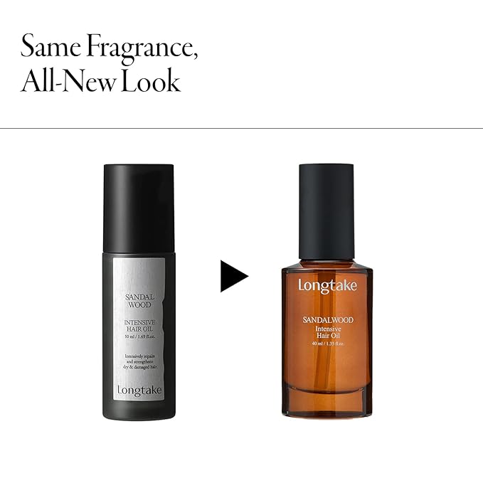 LONGTAKE Hair Fragrance Oil Sandalwood - Softening Hair Oil for Heat ProtectionㅣAnti-frizzㅣSplit end repairㅣ For all types ㅣ Vegan Hair Essence | 1.4 Fl. Oz. (40 ml)