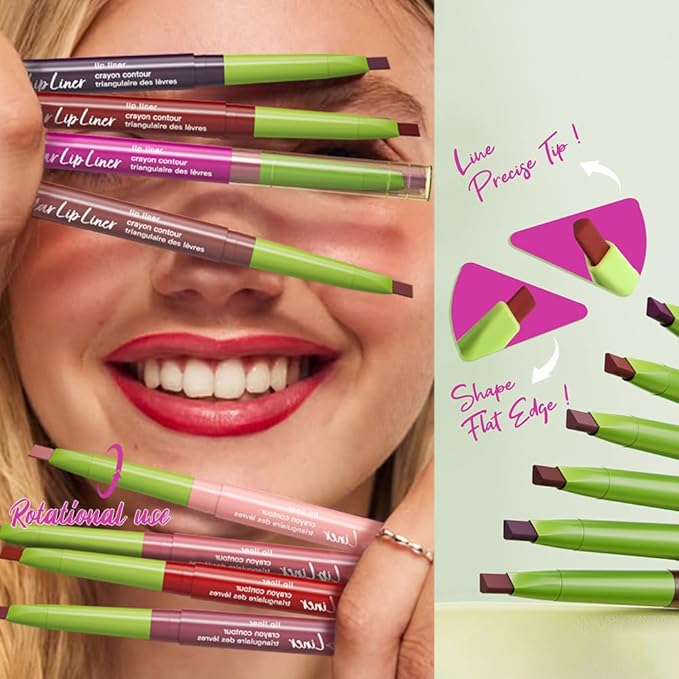 evpct Dark Purple Triangle Lip Liner Pencil Stick for Women, Retractable Lips Liner Pen Triangle Tip for Sculpting & Filling & Plumping, Longwear Lipliner Pencil, Vegan Cruelty Free Lip Filler Plumper